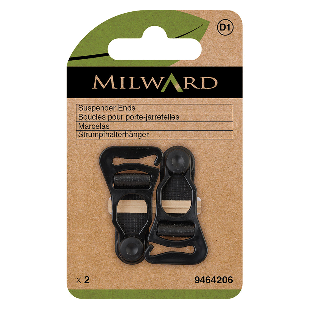 Black suspender end clips