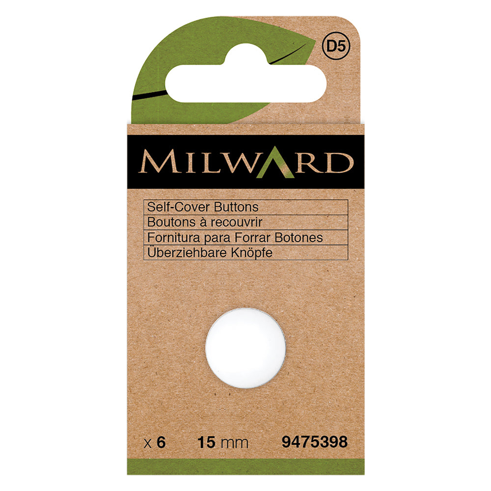 Pack of 15mm nylon self-cover buttons with back plates