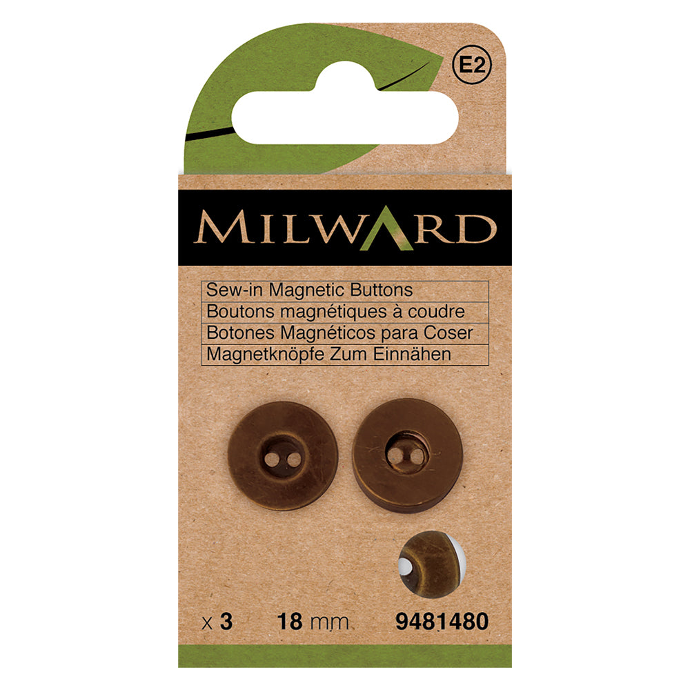 Brass sew-in magnetic button fasteners