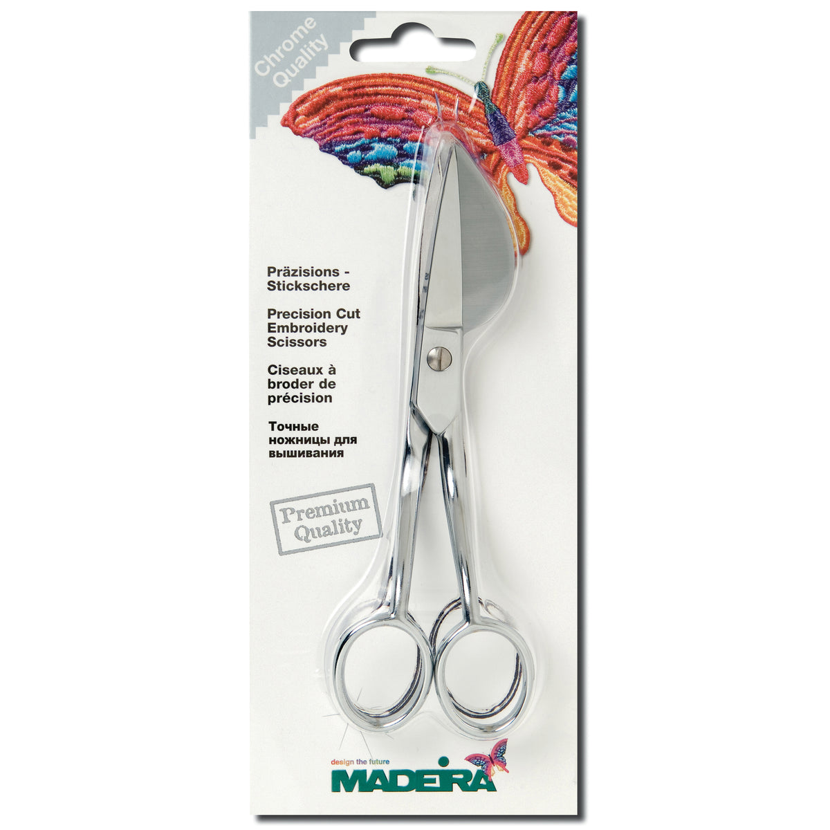 Madeira applique scissors with shaped bill blade