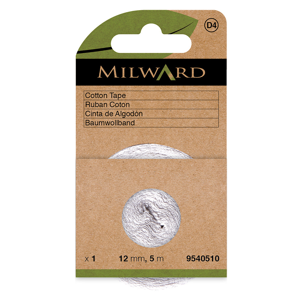 Roll of white 12mm cotton tape
