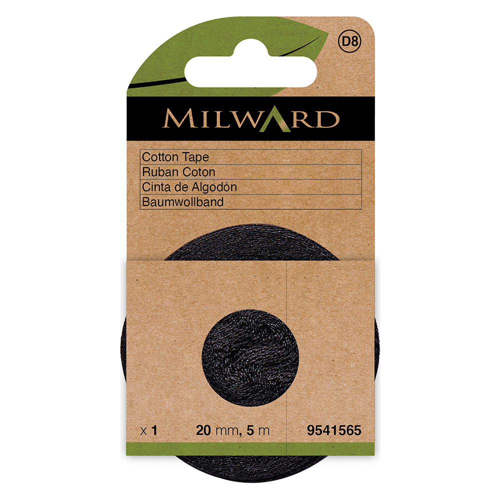 Roll of black 20mm cotton tape