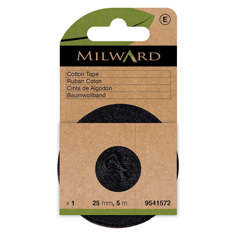 Roll of black 25mm cotton tape