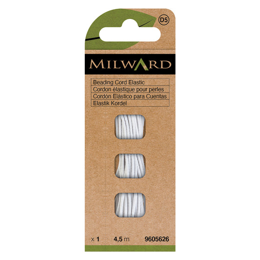 Card of white beading cord elastic