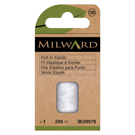 Reel of clear knit-in elastic thread