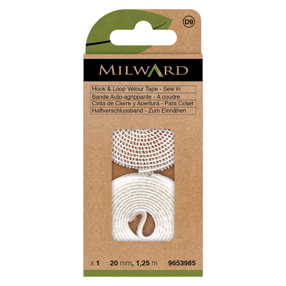 Pack of white sew-on hook and loop tape
