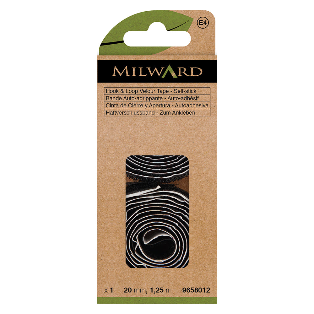 Pack of black stick-on hook and loop tape