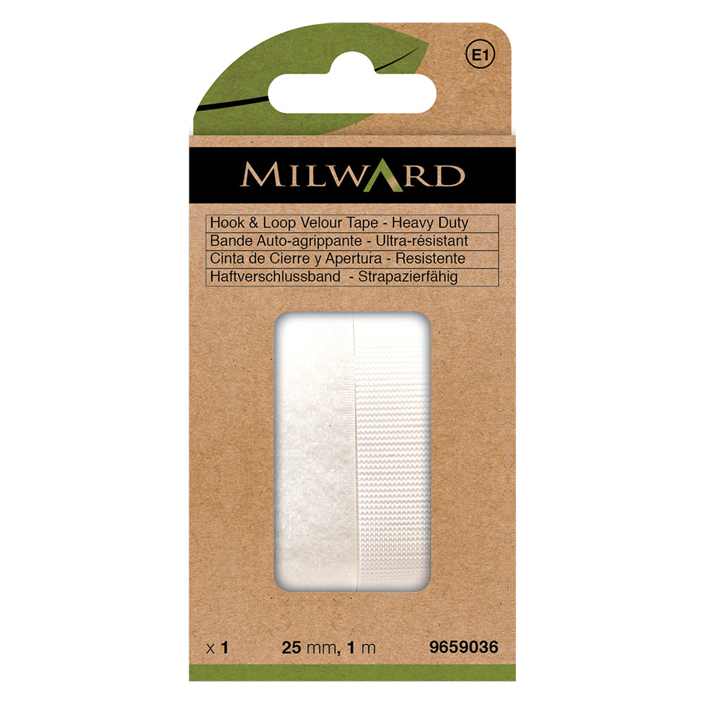 Roll of white heavy duty hook and loop tape