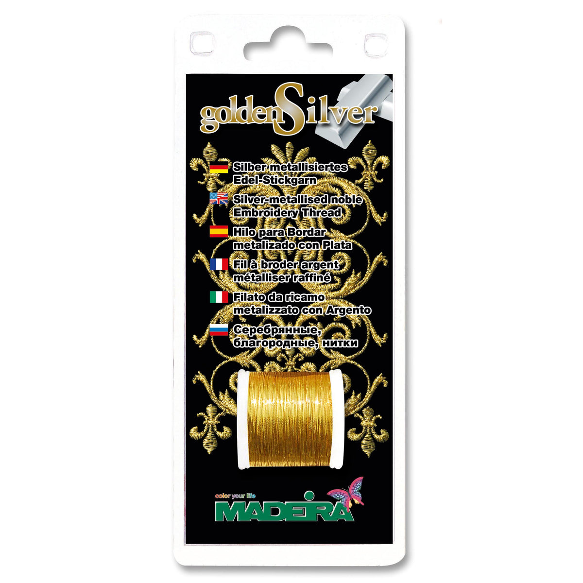 Spool of Madeira gold metallic thread