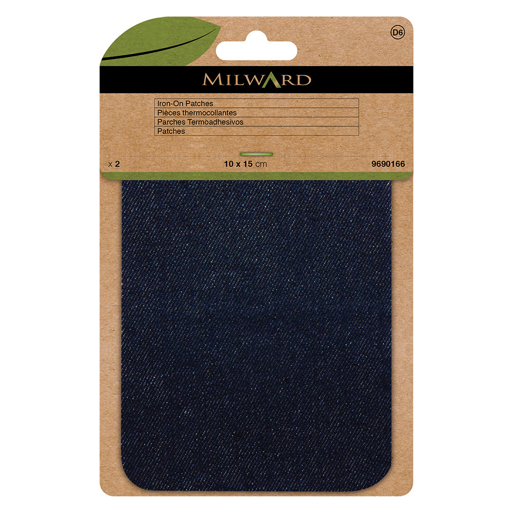 Two denim twill repair patches