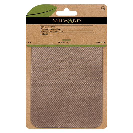 Two fawn twill repair patches
