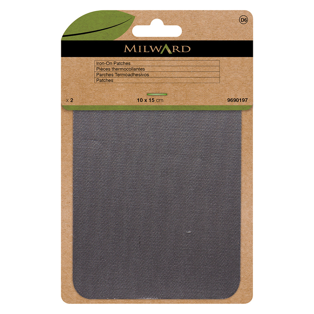 Two light grey twill repair patches