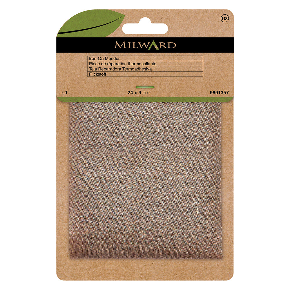 Fawn polycotton mending patch in Milward Green packaging