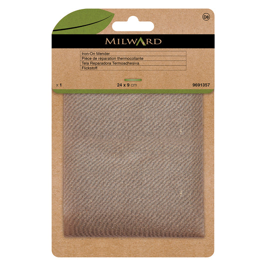 Fawn polycotton mending patch in Milward Green packaging