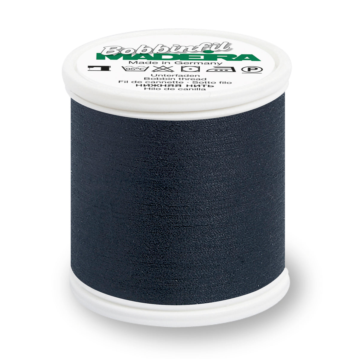 Spool of Madeira Bobbinfil black bobbin thread