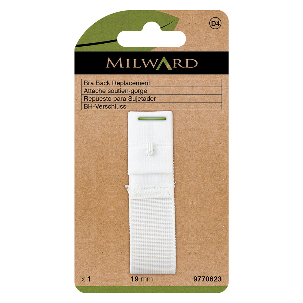 White bra back replacement hook piece on a card