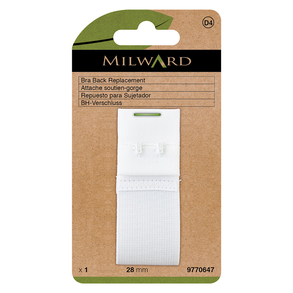 White 28mm hook and eye bra back replacement piece