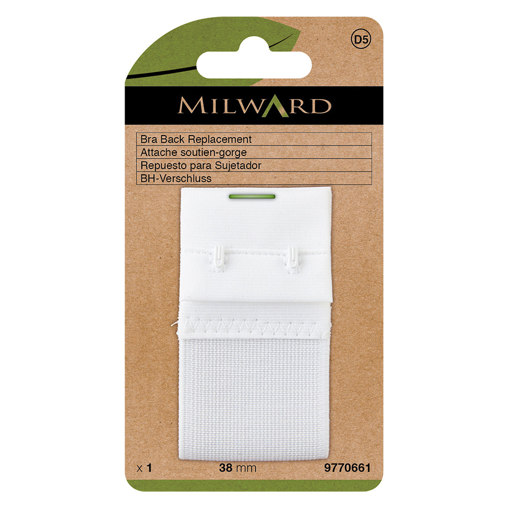 White 38mm hook and eye bra back replacement piece