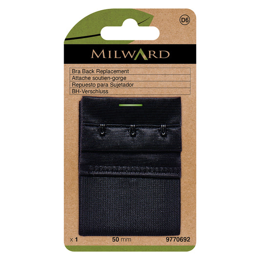 Black 50mm hook and eye bra back replacement piece