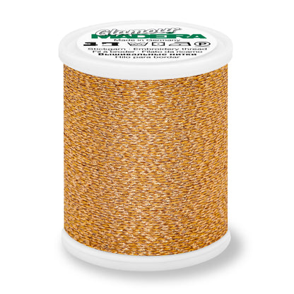 Spool of Madeira Glamour metallic embroidery thread in Gold Medal