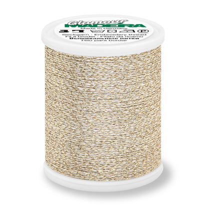 Spool of Madeira Glamour metallic embroidery thread in Gold Dust