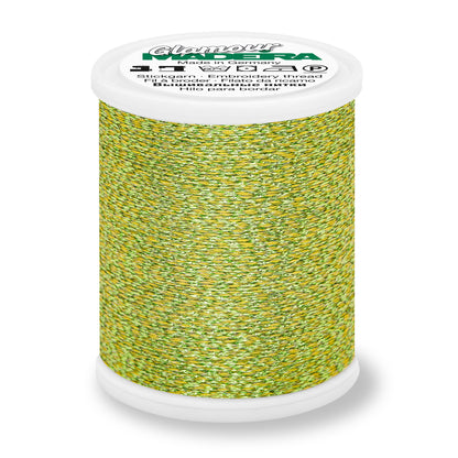 Spool of Madeira Glamour metallic embroidery thread in Glamour Green
