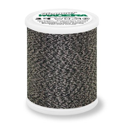 Spool of Madeira Glamour metallic embroidery thread in Graphite