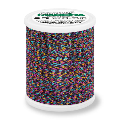Spool of Madeira Glamour metallic embroidery thread in Coral Fish