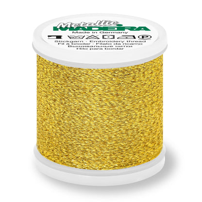 Spool of Madeira Metallic Sparkling No.40 embroidery thread in Gold Nugget
