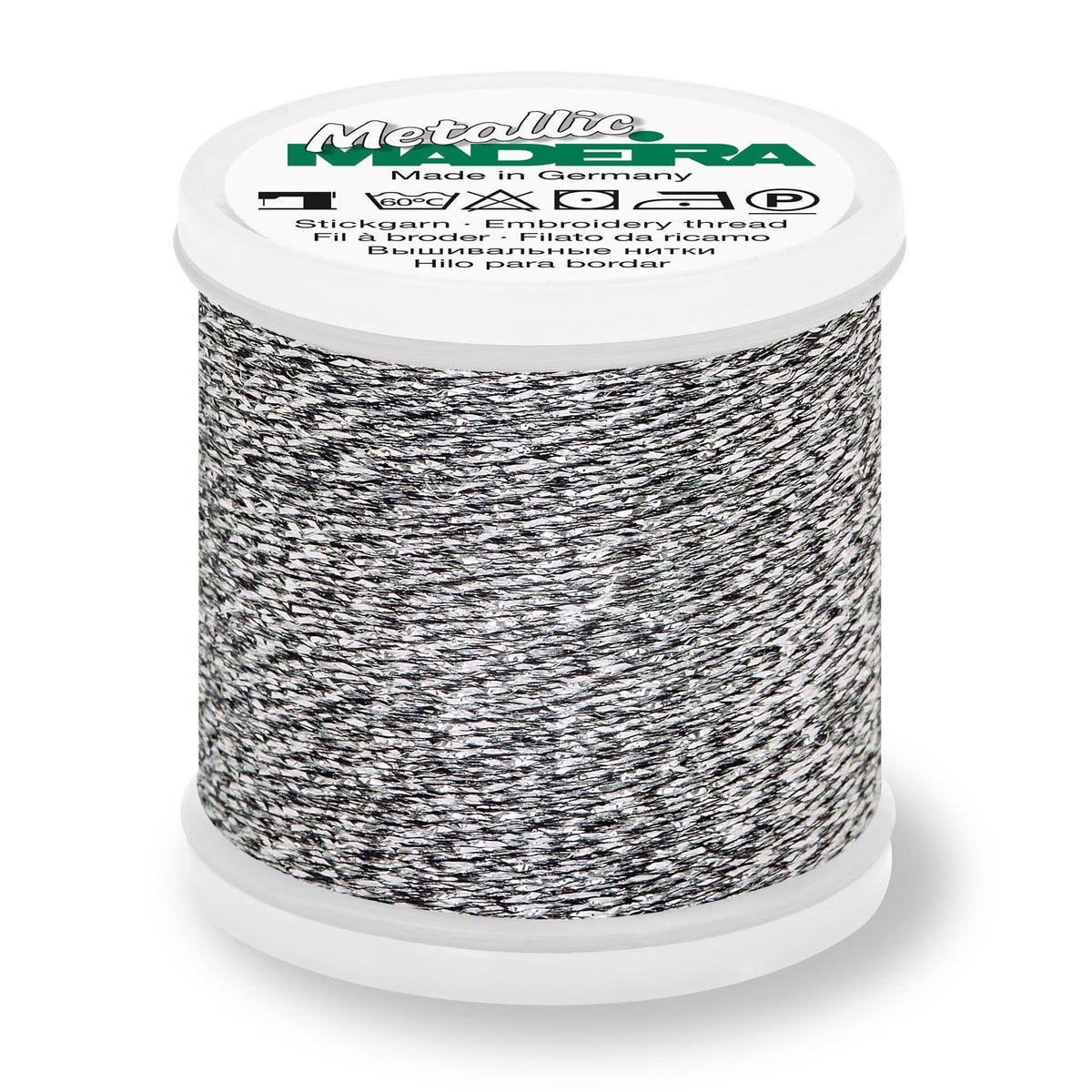 Spool of Madeira Sparkling Metallic thread in titanium