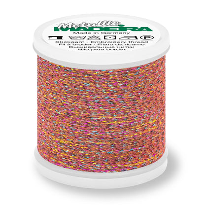 Spool of Madeira Metallic Sparkling No.40 embroidery thread in Coral Fish