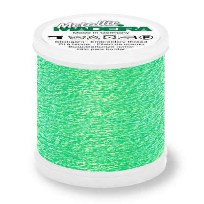 Spool of Madeira Metallic Sparkling No.40 embroidery thread in Lime