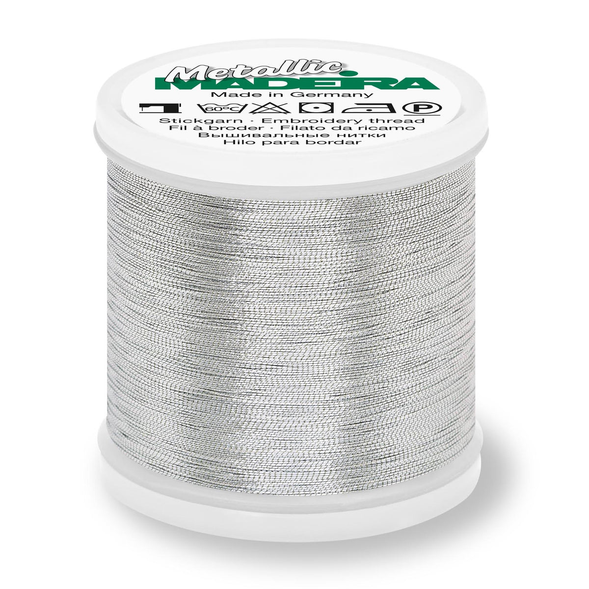 Madeira Metallic No.40 Smooth thread spool in silver