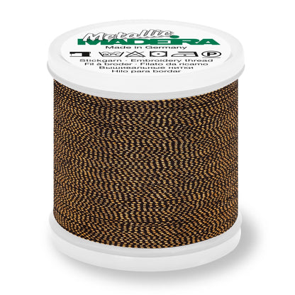 Spool of Madeira Metallic Soft No.40 embroidery thread in Sultan Gold