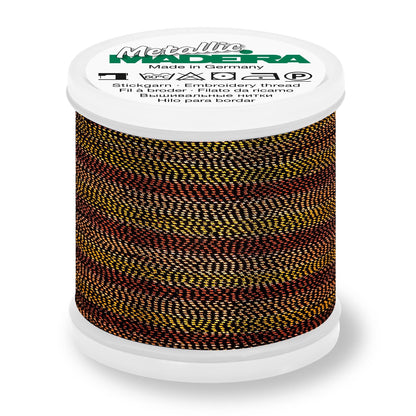 Spool of Madeira Metallic Soft No.40 embroidery thread in Tiger Eye