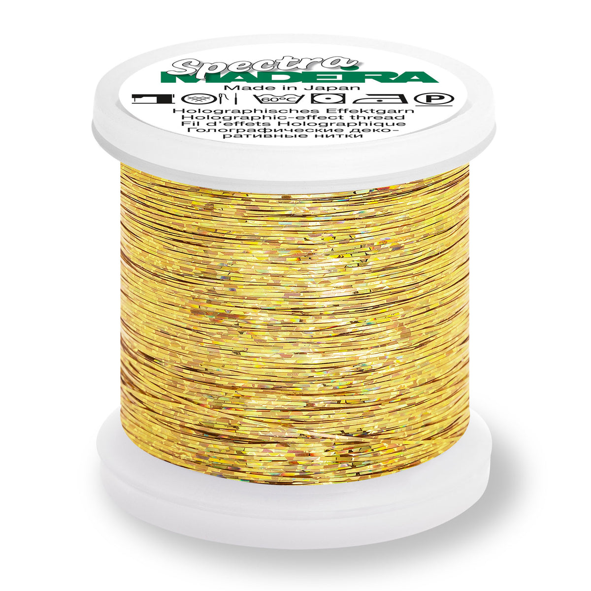 Spool of Madeira Spectra holographic thread in gold