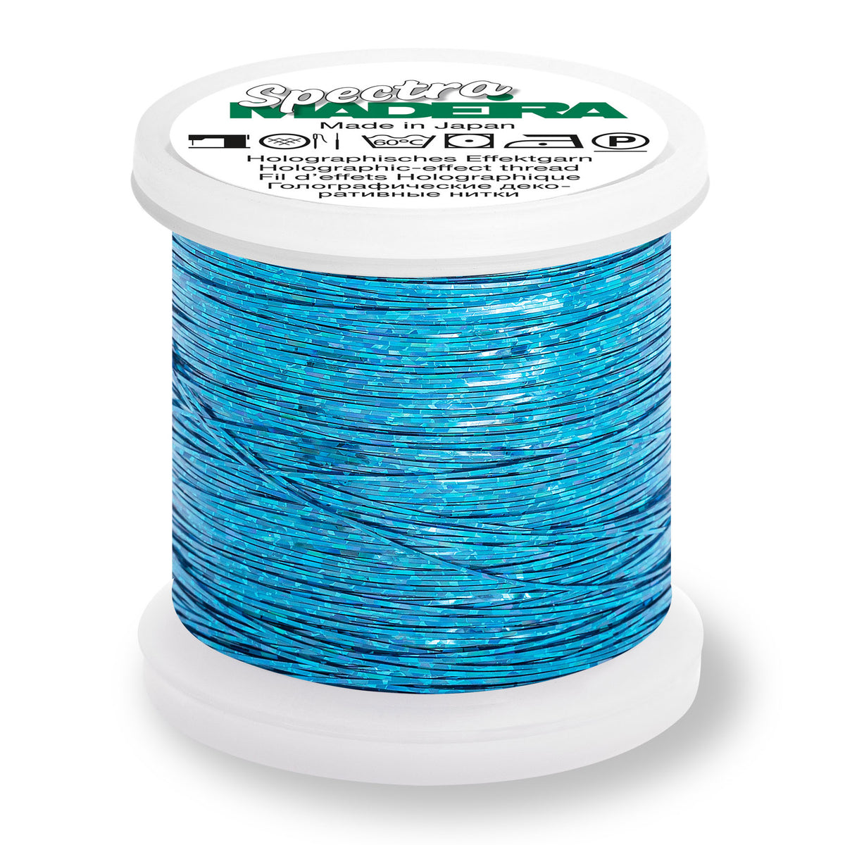 Spool of Madeira Spectra holographic thread in blue