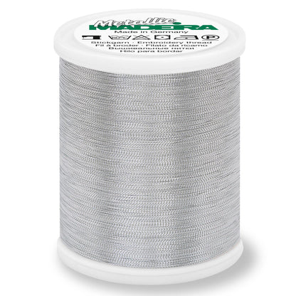 Spool of Madeira Smooth metallic thread in silver