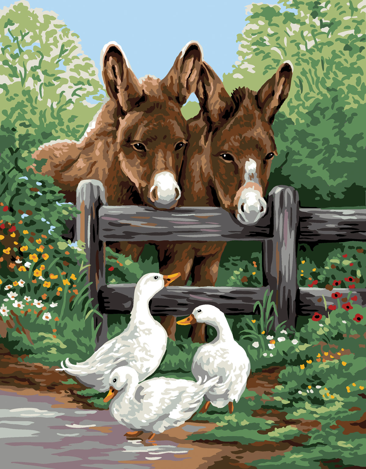 Royal Paris printed tapestry canvas showing the Donkey & Geese design