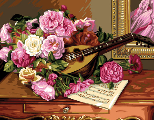 Royal Paris printed tapestry canvas showing the Roses Bunch design