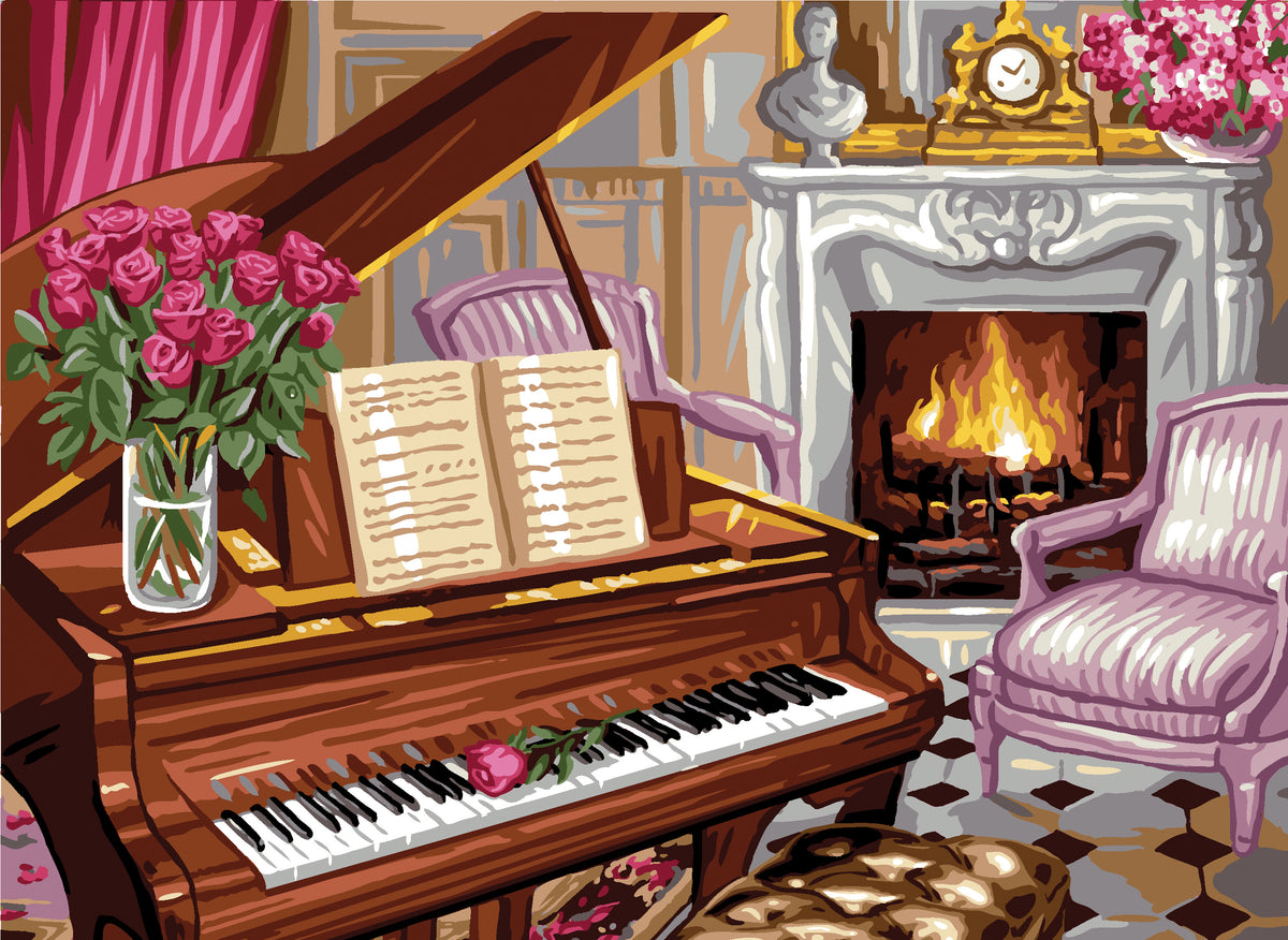 Royal Paris printed tapestry canvas showing the Piano Scene design