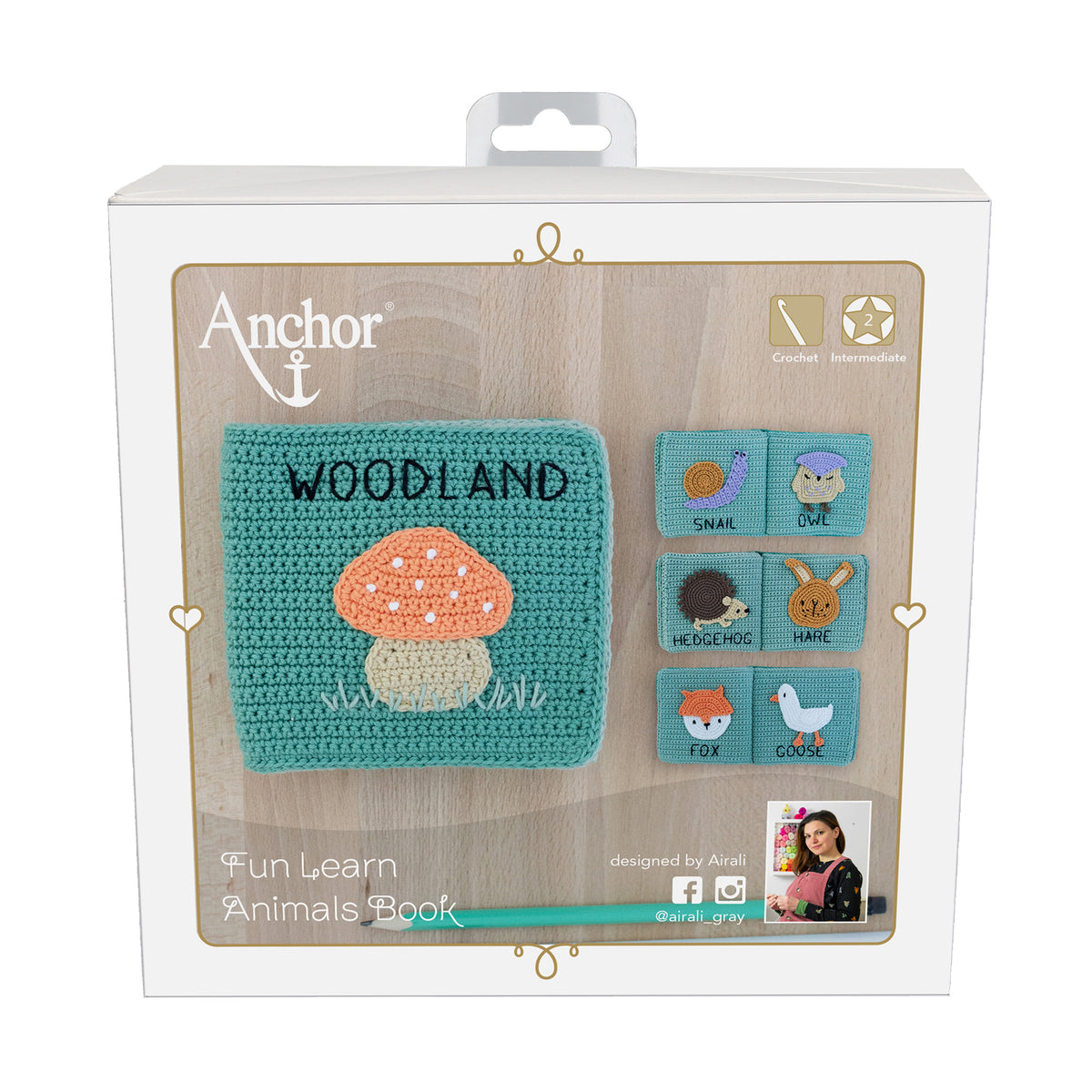 Crocheted animal quiet book from the Anchor kit