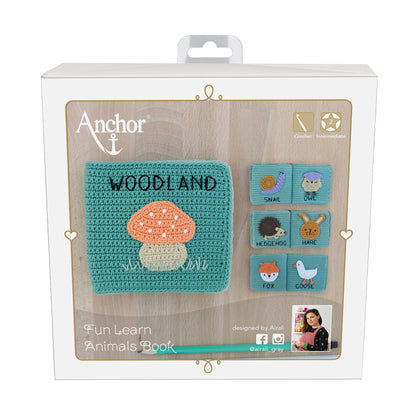 Crocheted animal quiet book from the Anchor kit