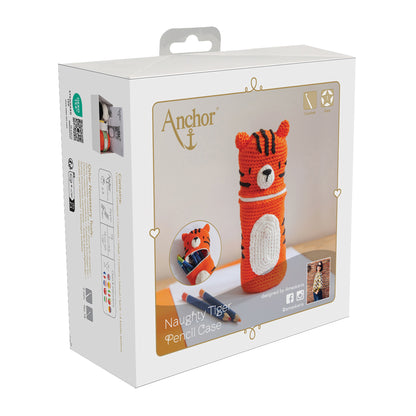 Crocheted tiger pencil case from the Anchor kit