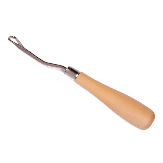 Latch hook tool with wooden handle