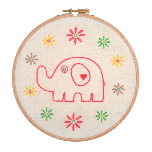 Anchor Mom Elephant embroidery hoop kit with stitched design