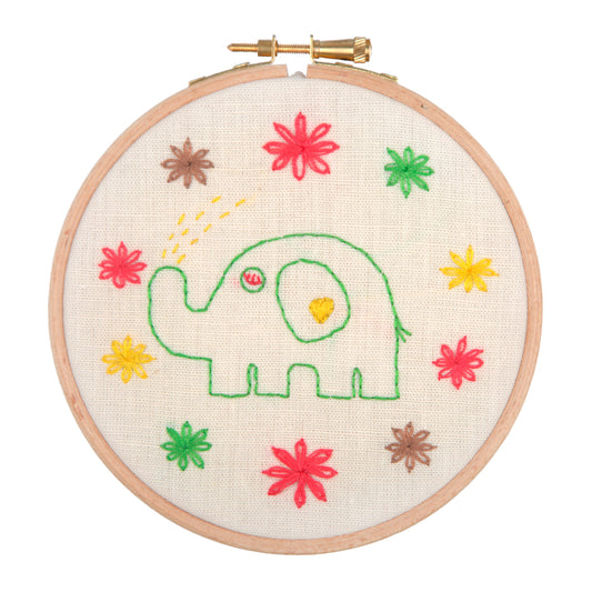 Anchor Baby Elephant embroidery hoop kit with stitched design