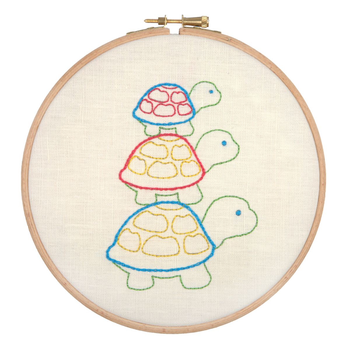 Anchor Turtle Family embroidery hoop kit with stitched design