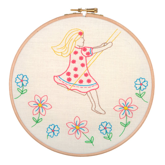 Anchor Summer Days embroidery hoop kit with stitched design