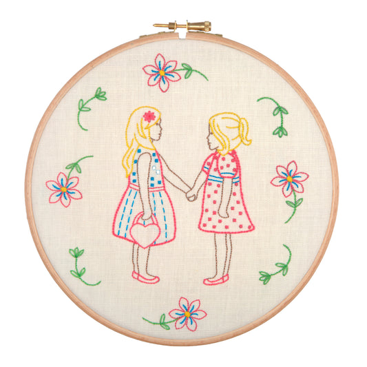 Anchor Friends for Ever embroidery hoop kit with stitched design